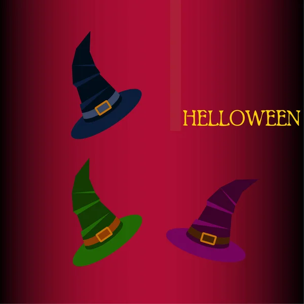 Fundo Halloween Com Chapéus Bruxa Cartão Halloween —  Vetores de Stock