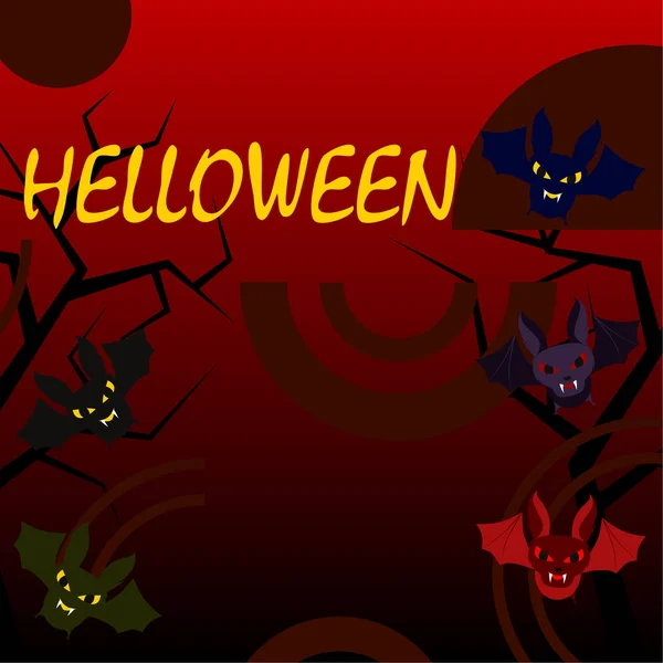 Chauves Souris Halloween Sur Fond Rouge Affiche Halloween Illustration Vectorielle — Image vectorielle