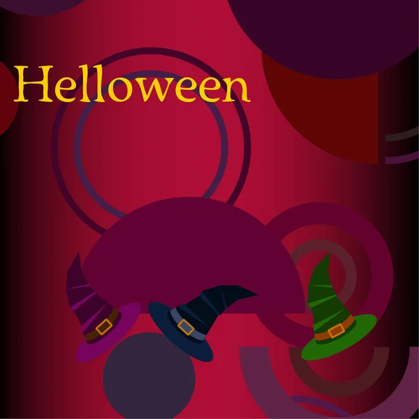 Halloween Bakgrund Med Häxa Hattar Röd Bakgrund — Stock vektor