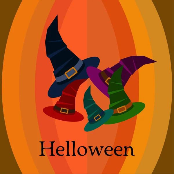Fond Vectoriel Halloween Avec Chapeaux Sorcière — Image vectorielle