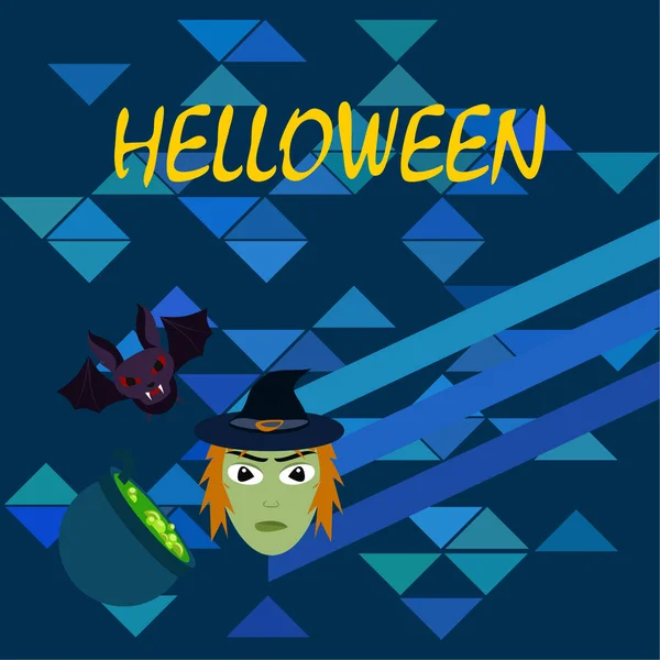 Хэллоуинская Ведьма Летучая Мышь Векторный Фон — стоковый вектор