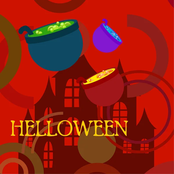 Pots Potion Halloween Vector Background — Stock Vector