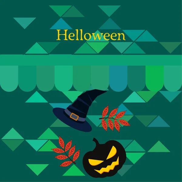 Podzimní Halloween Dýně Spadané Listí Klobouk Vektorové Pozadí — Stockový vektor