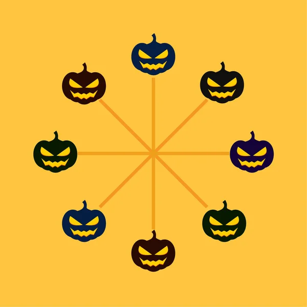 Citrouilles Halloween Lanternes Sur Fond Orange — Image vectorielle