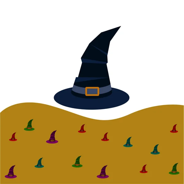 Fondo Halloween Con Sombreros Bruja Tarjeta Halloween — Vector de stock