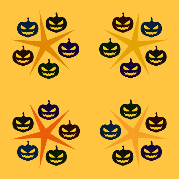 Citrouilles Halloween Lanternes Sur Fond Orange — Image vectorielle