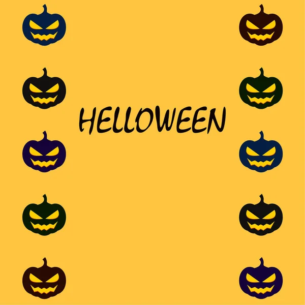 Halloween Pumpkins Lanterns Orange Background — Stock Vector