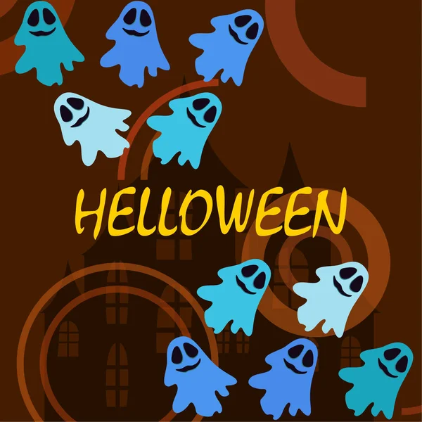 Halloween Illustration Med Spöken Vector Bakgrund — Stock vektor