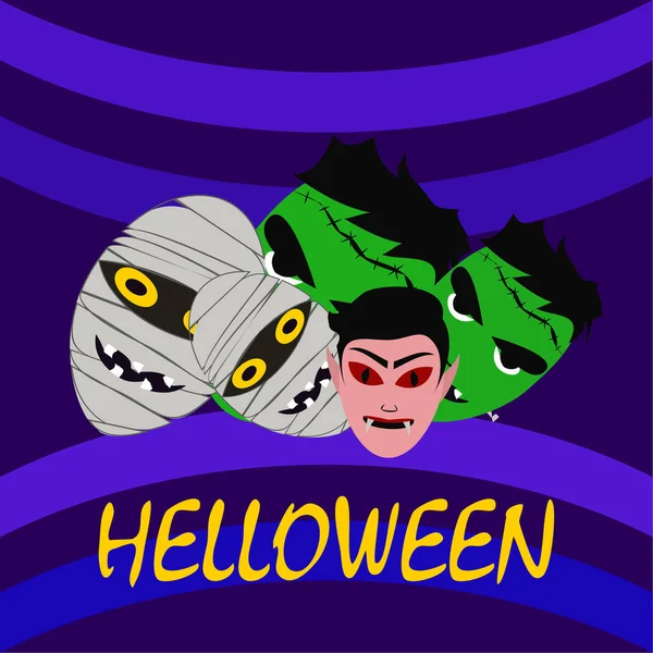 Mostri Halloween Illustrazione Vettoriale Carta — Vettoriale Stock