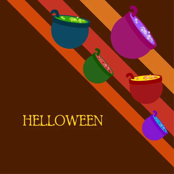 Ollas Con Poción Fondo Vector Halloween — Archivo Imágenes Vectoriales