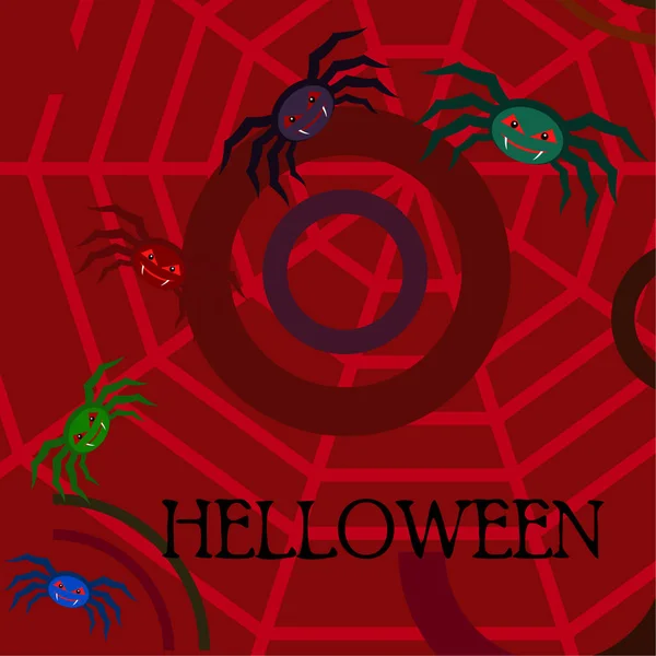 Halloween Illustration Vektorhintergrund Mit Spinnen — Stockvektor