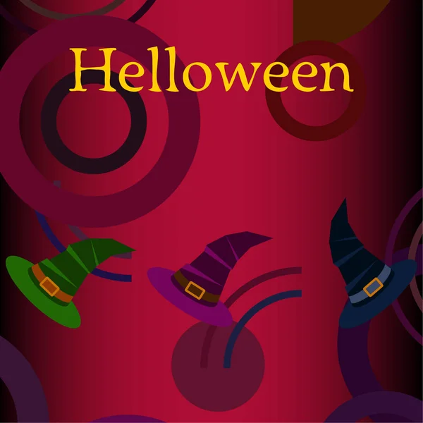 Fondo Halloween Con Sombreros Bruja Tarjeta Halloween — Archivo Imágenes Vectoriales