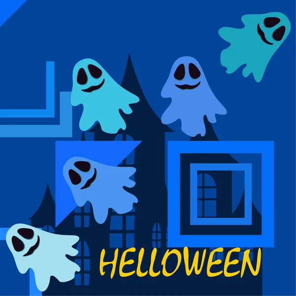 Halloween Geesten Illustratie Vector Achtergrond — Stockvector