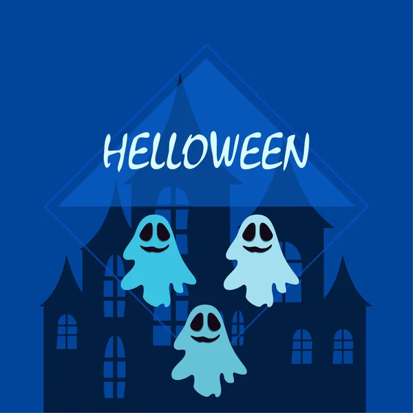 Fond Halloween Avec Fantômes Illustration Vectorielle — Image vectorielle