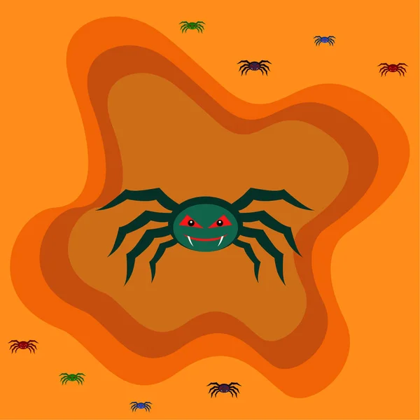 Halloween Illustration Vektorhintergrund Mit Spinnen — Stockvektor