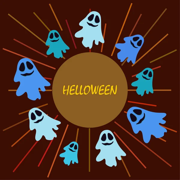 Halloween Vector Achtergrond Met Geesten Illustratie — Stockvector