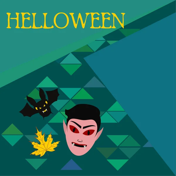 Halloween Höst Höst Löv Mask Dracula Bat Vektorillustration — Stock vektor