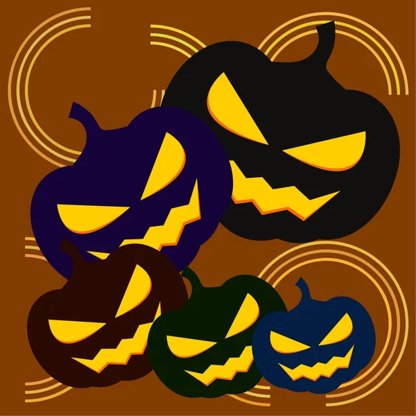 Calabazas Halloween Linternas Vector Fondo — Vector de stock