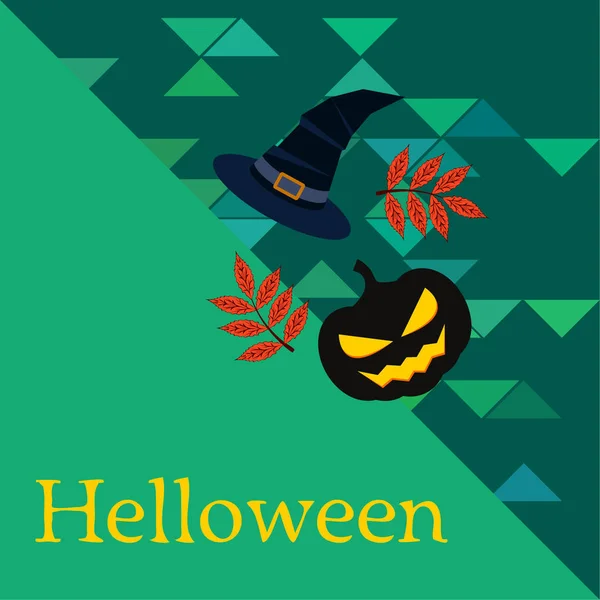Halloween Calabaza Otoño Hojas Caídas Sombrero Vector Fondo — Archivo Imágenes Vectoriales