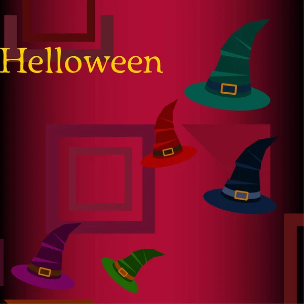 Chapeaux Sorcière Halloween Fond Vectoriel — Image vectorielle