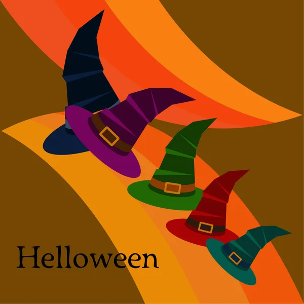 Halloween Vector Fondo Con Sombreros Bruja — Archivo Imágenes Vectoriales