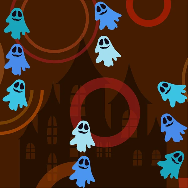 Ilustración Halloween Con Fantasmas Vector Fondo — Vector de stock