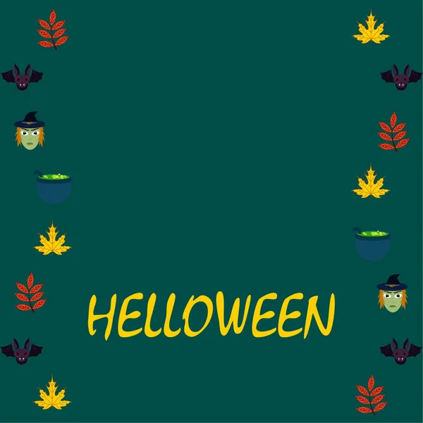 Carte Halloween Avec Sorcières Bast Pots Fond Vectoriel — Image vectorielle