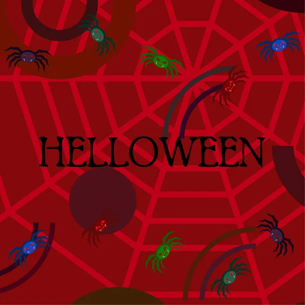 Ilustração Halloween Fundo Vetorial Com Aranhas —  Vetores de Stock