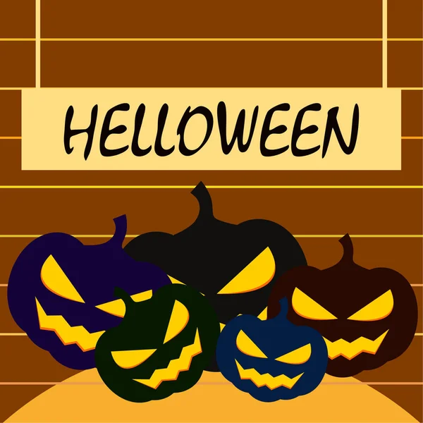 Calabazas Halloween Linternas Vector Fondo — Archivo Imágenes Vectoriales