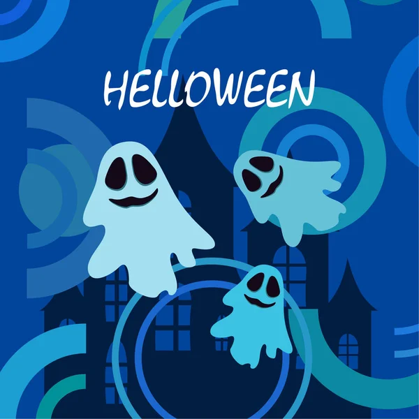 Fondo Halloween Con Fantasmas Ilustración Vectorial — Vector de stock