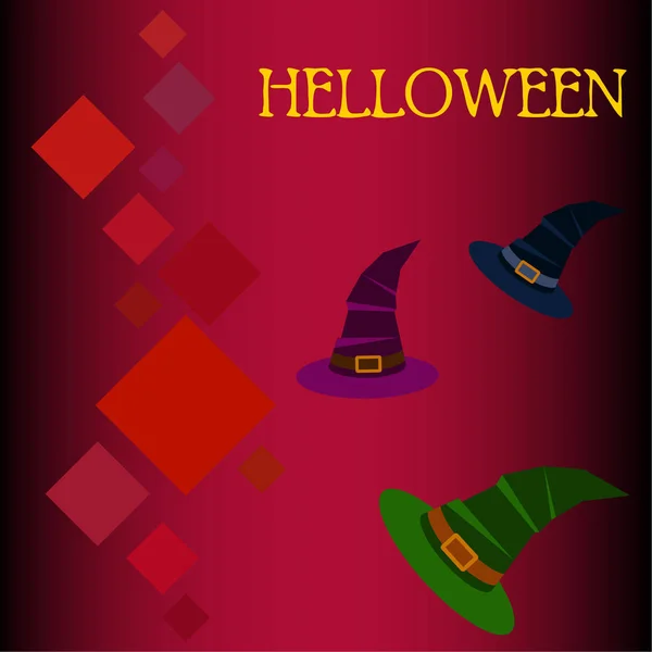 Halloween Pozadí Čarodějnice Klobouky Halloween Karta — Stockový vektor