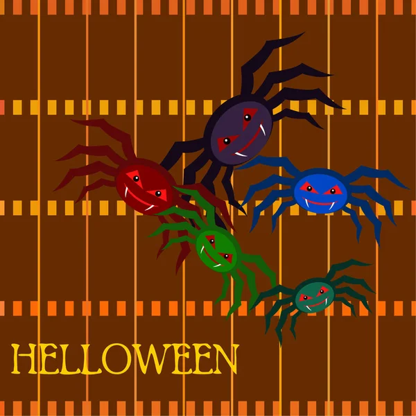 Ilustración Halloween Fondo Vectorial Con Arañas — Archivo Imágenes Vectoriales