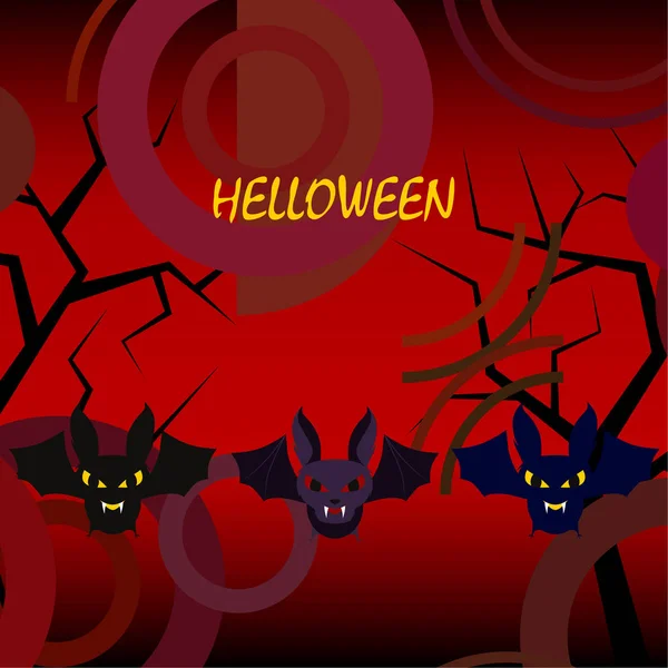 ハロウィンのポスターに 赤い背景にハロウィーン バット ベクトル イラスト — ストックベクタ