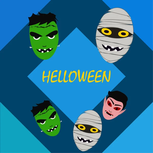 Fondo Halloween Con Monstruos Ilustración Vectorial — Vector de stock