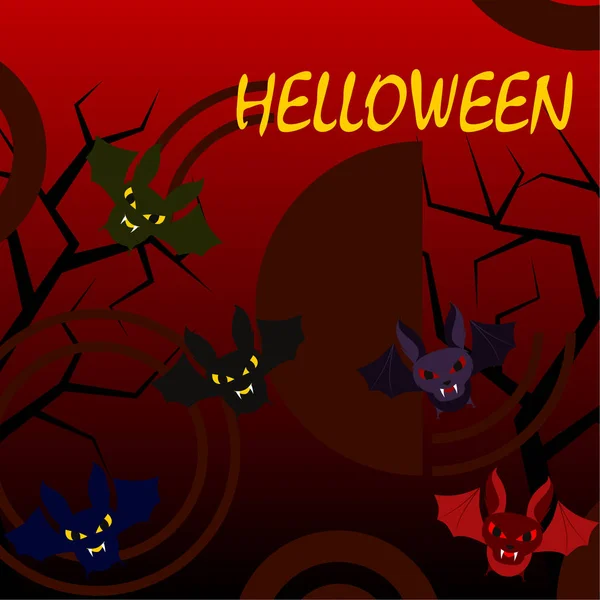 Chauves Souris Halloween Affiche Halloween Illustration Vectorielle — Image vectorielle