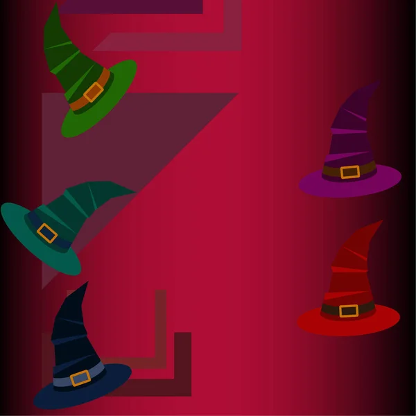 Chapeaux Sorcière Halloween Fond Vectoriel — Image vectorielle