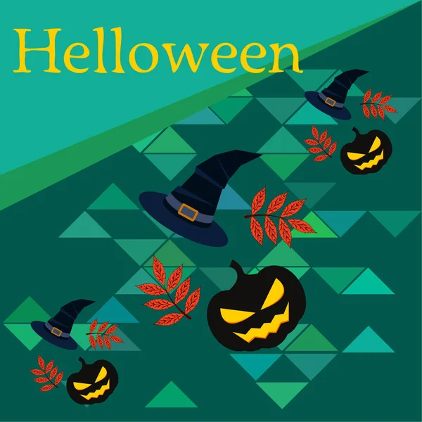 Halloween Calabazas Otoño Hojas Caídas Vector Fondo — Vector de stock