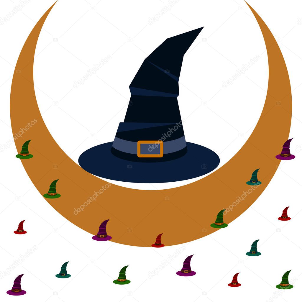 Halloween  background with  witch hats. Halloween card