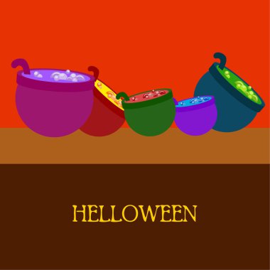 Tencere iksir, Cadılar Bayramı vektör arka plan ile