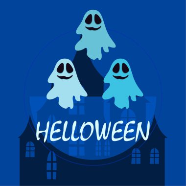 Hayaletlerle cadılar bayramı arkaplanı, vektör illüstrasyonu 