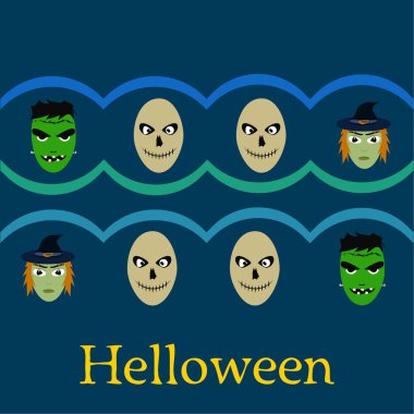 Cadılar Bayramı kartı kafatasları vektör çizim ile