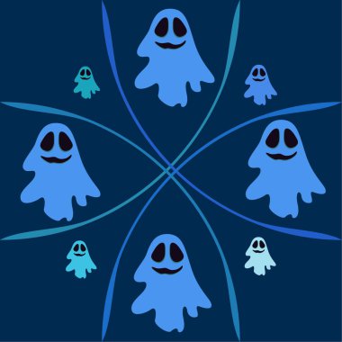 Cadılar Bayramı vektör arka plan hayaletleri, illüstrasyon 