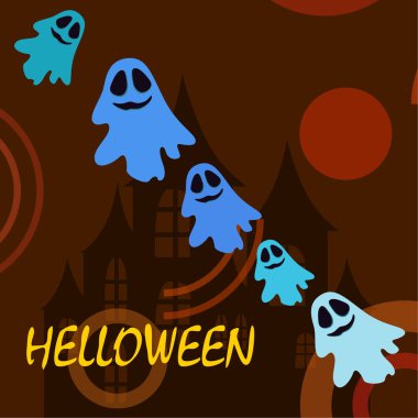 Cadılar Bayramı illüstrasyon hayaletleri, vektör arka plan