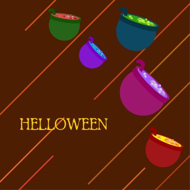 Tencere iksir, Cadılar Bayramı vektör arka plan ile