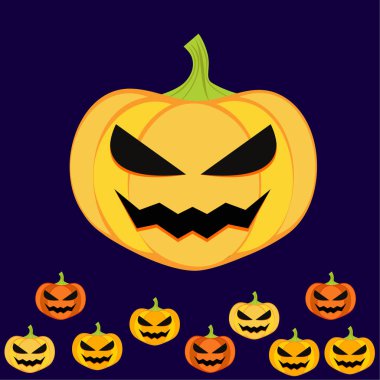 Halloween Pumpkins arka plan, vektör çizim. 
