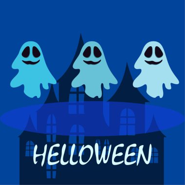 Hayaletlerle cadılar bayramı arkaplanı, vektör illüstrasyonu 