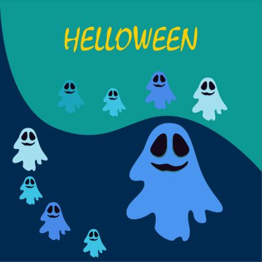 Cadılar Bayramı vektör arka plan hayaletleri, illüstrasyon 