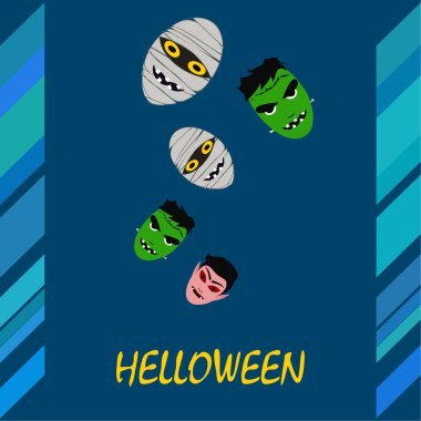 Cadılar Bayramı canavarlar ile arka plan. Vektör çizim. 