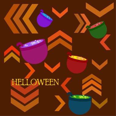 Tencere iksir, Cadılar Bayramı vektör arka plan ile