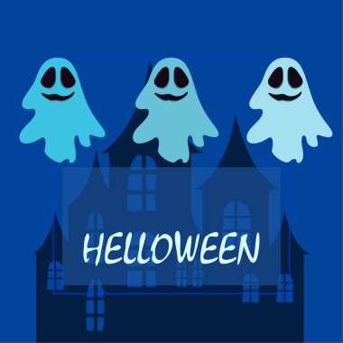 Hayaletlerle cadılar bayramı arkaplanı, vektör illüstrasyonu 